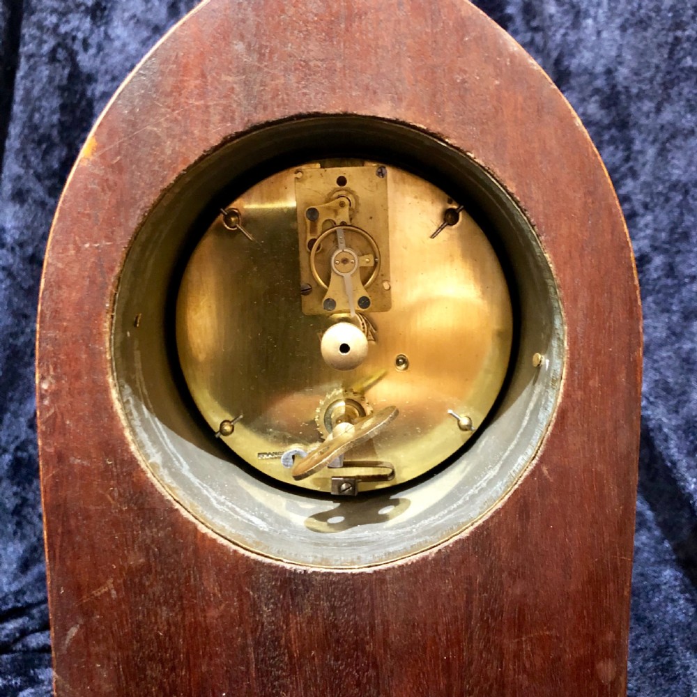 An Edwardian burr walnut mantel clock  View III