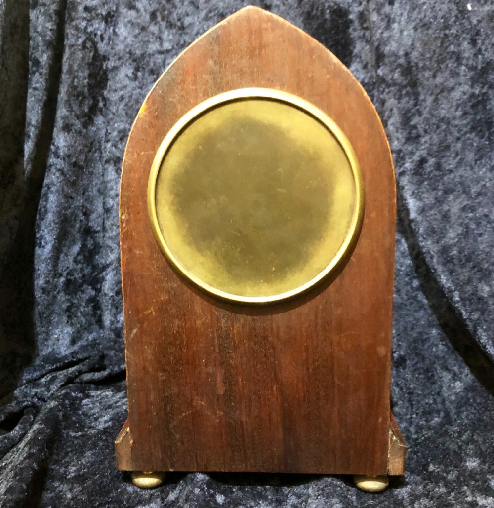 An Edwardian burr walnut mantel clock  View V