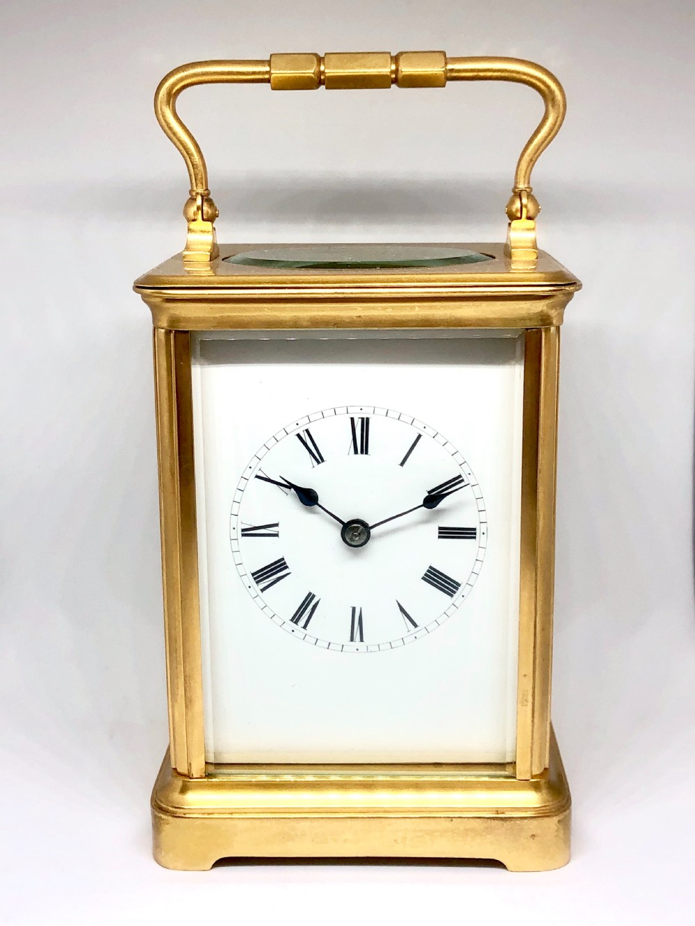 A late 19th century French gilt brass carriage clock 