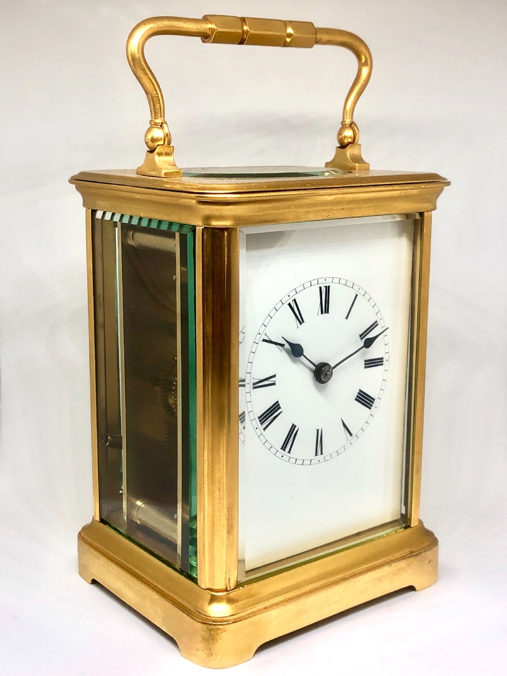 A late 19th century French gilt brass carriage clock  View II