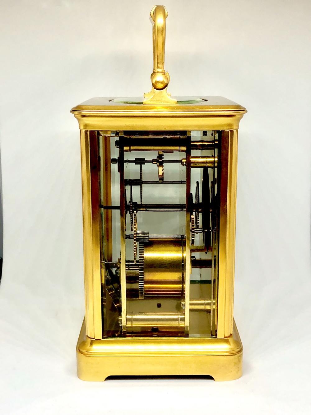 A late 19th century French gilt brass carriage clock  View V