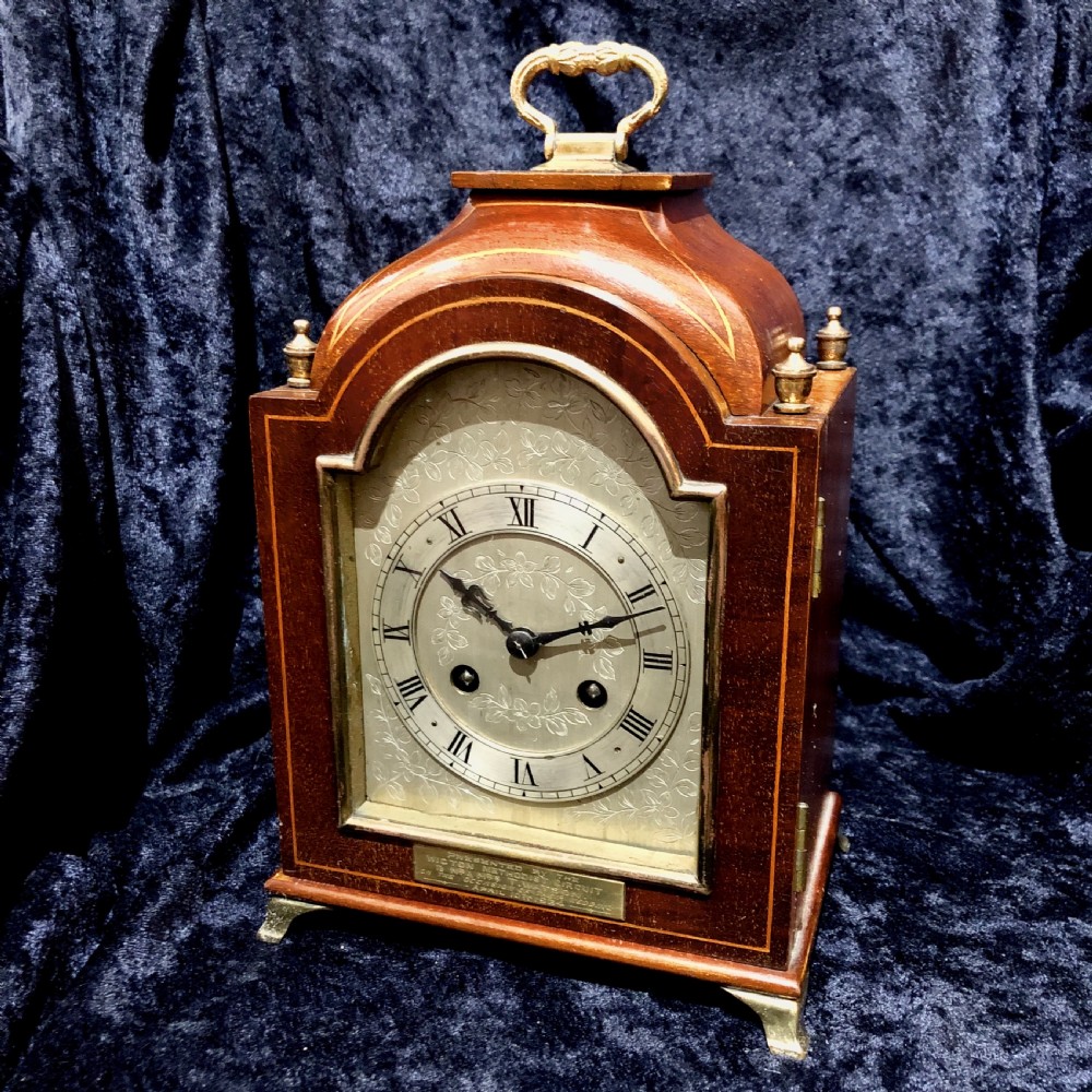 A small Edwardian mahogany mantel clock  View III