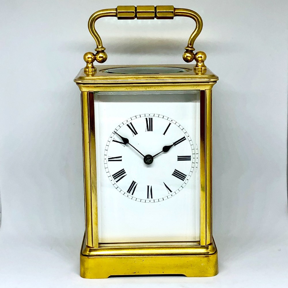 A late 19th century French gilt brass carriage clock 