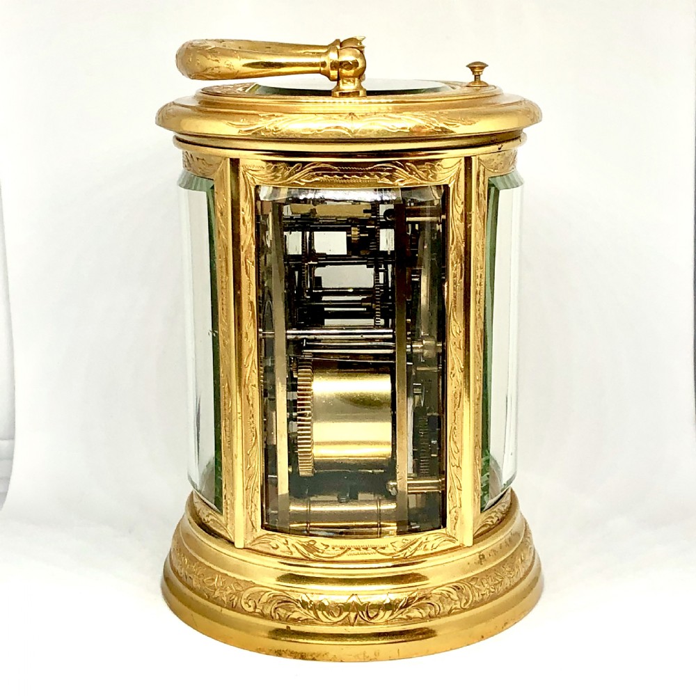 A fine late 19th century French gilt brass carriage clock by Brunelot  View IV