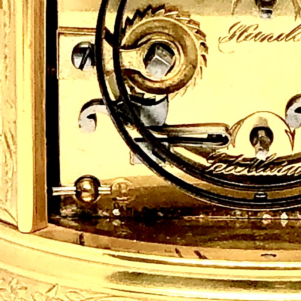 A fine late 19th century French gilt brass carriage clock by Brunelot  View VII
