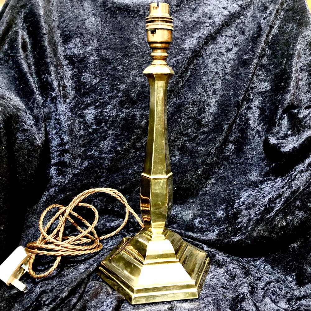 An Art Deco hexagonal  brass table lamp circa 1925