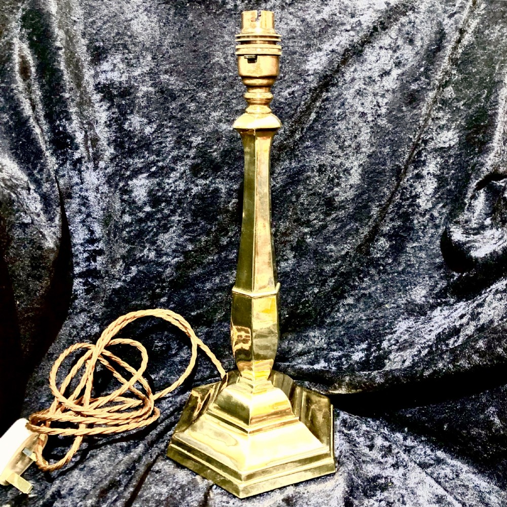 An Art Deco hexagonal  brass table lamp circa 1925 View II