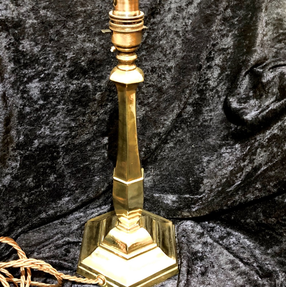An Art Deco hexagonal  brass table lamp circa 1925 View IV