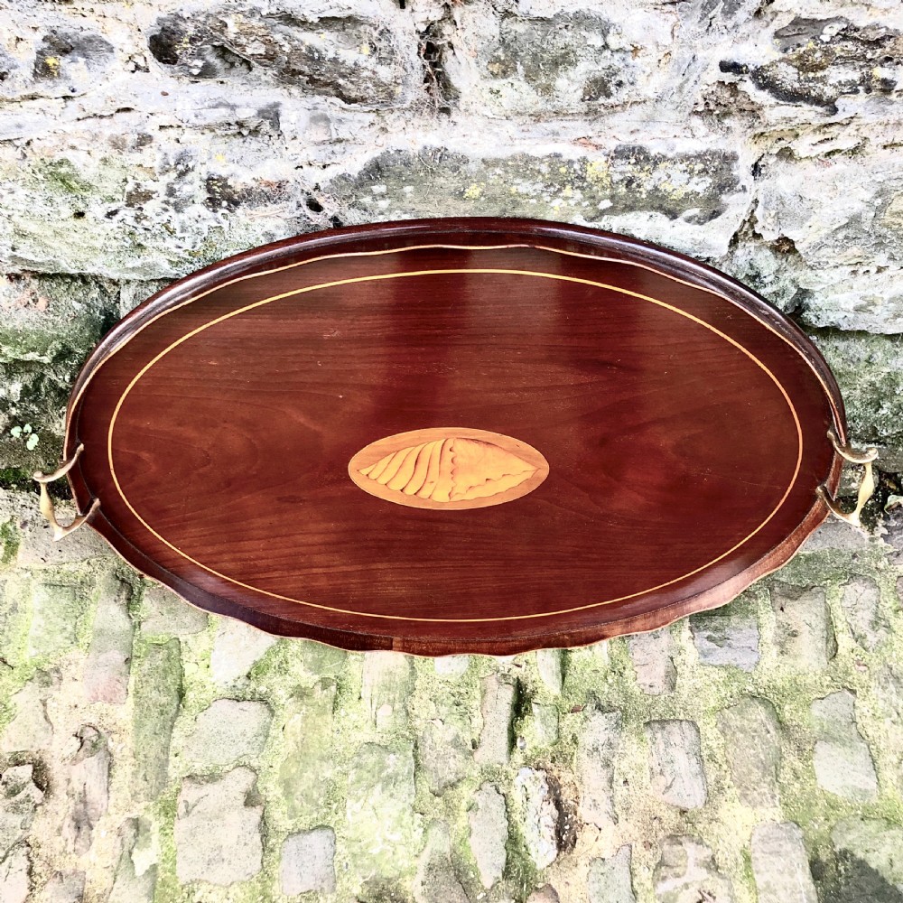 A late 19th century mahogany tray View II