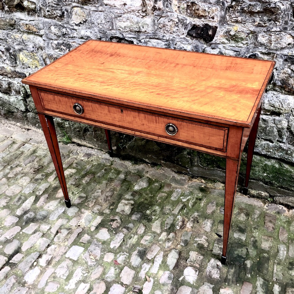 A George III Sheraton satinwood side table  View II