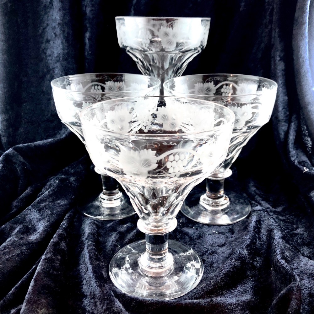 A set of four Edwardian wine goblets or rummers 