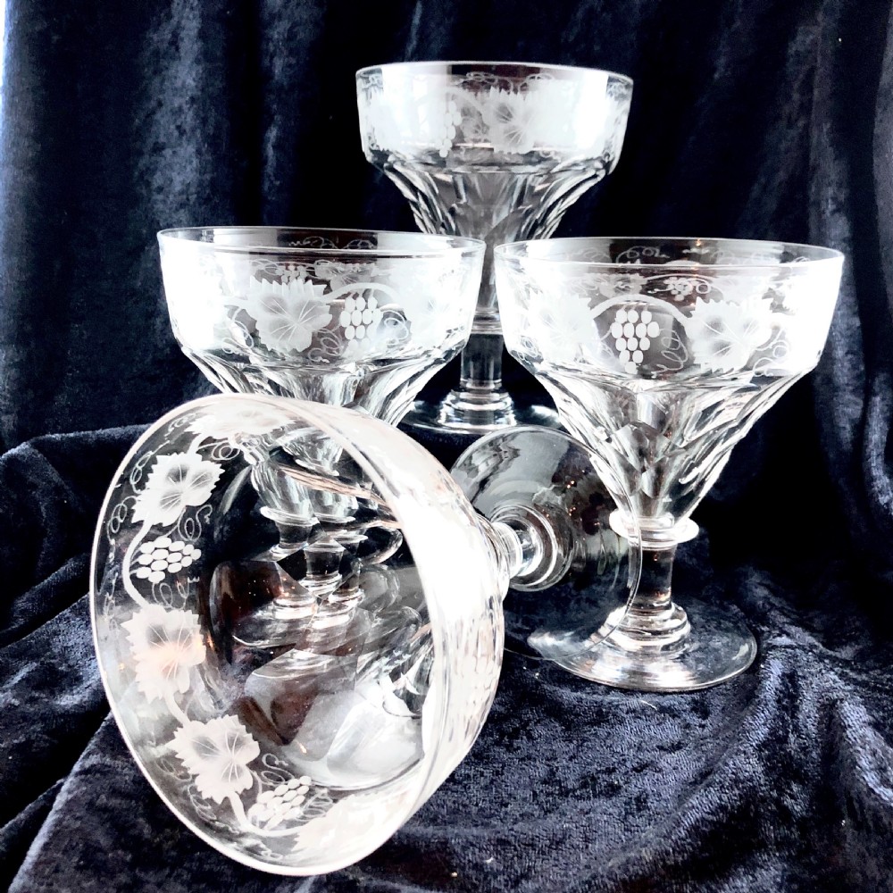 A set of four Edwardian wine goblets or rummers  View II