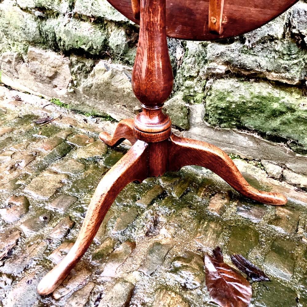 A George III oak tripod wine table  View V