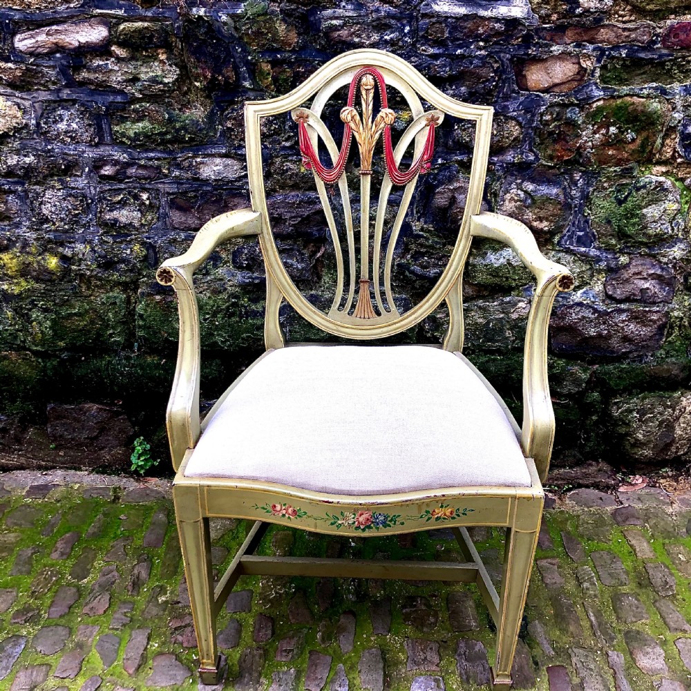 A pair of painted Sheraton Revival elbow chairs  View IV