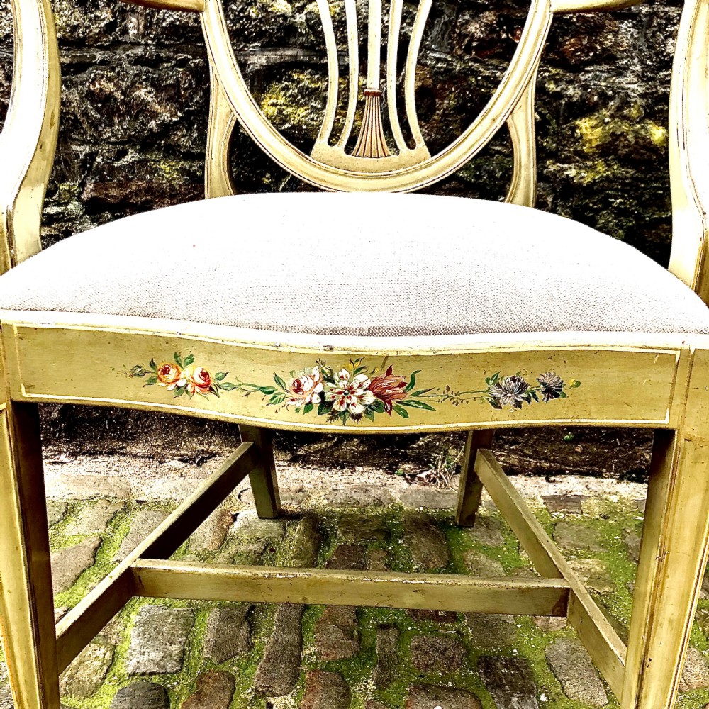 A pair of painted Sheraton Revival elbow chairs  View VII