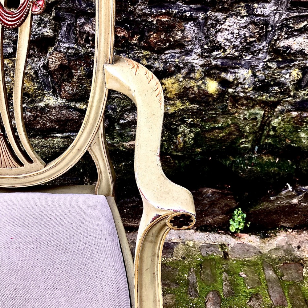 A pair of painted Sheraton Revival elbow chairs  View VIII