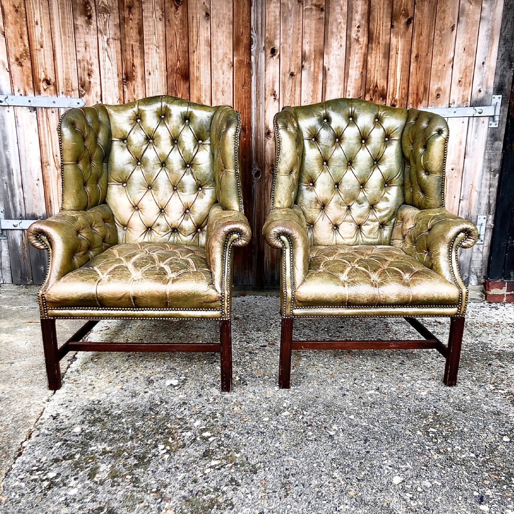 A pair of leather wing armchairs  View IV