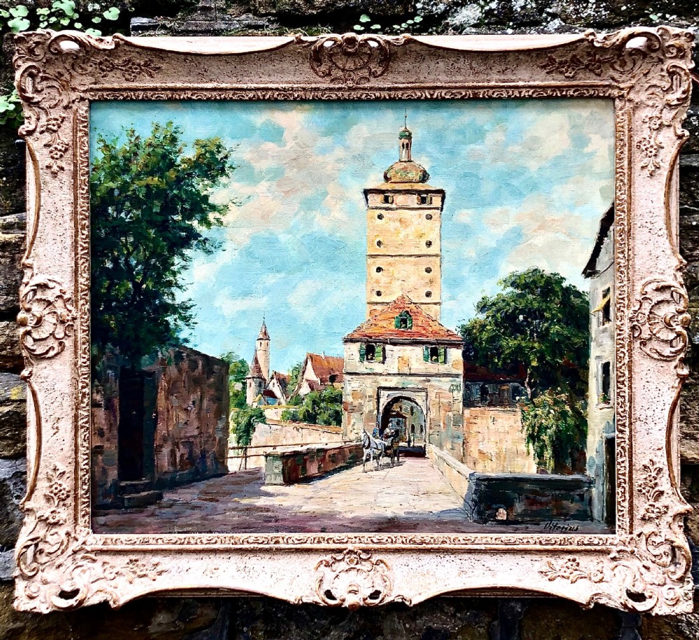 Early 20th century oil painting on canvas of Rothenburg