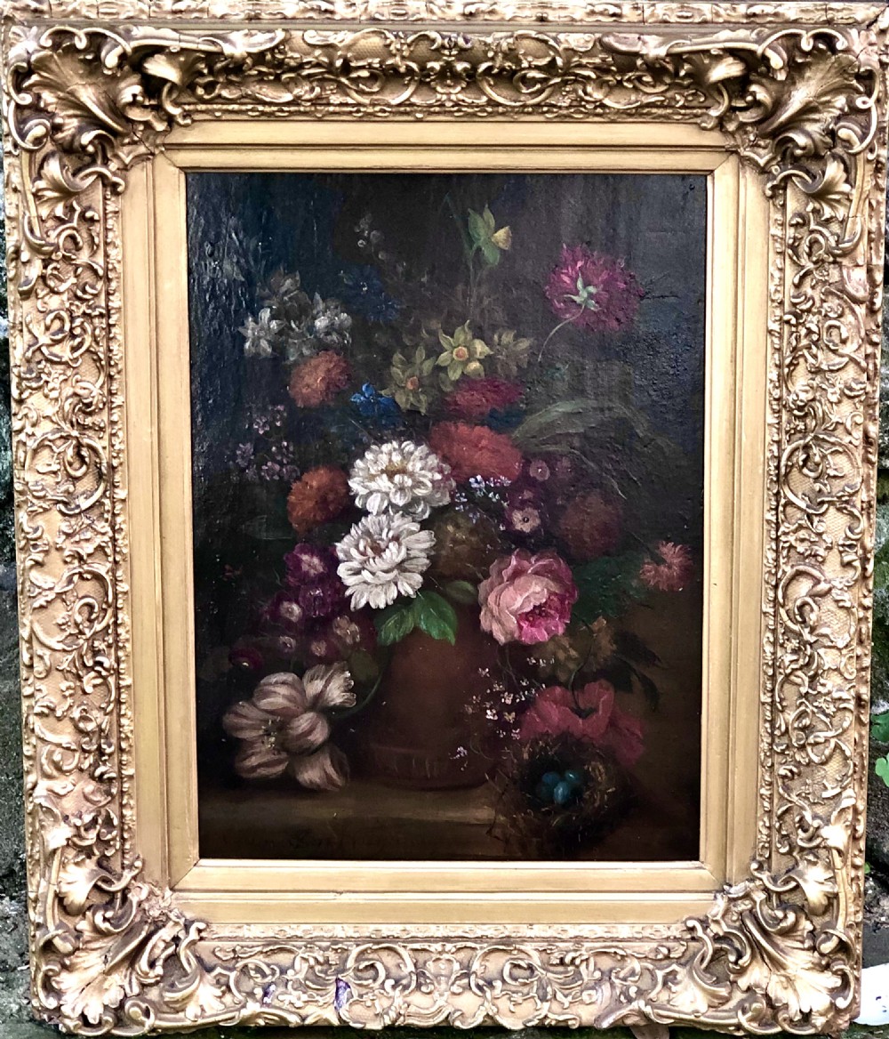 A 19th century Dutch still life oil painting on board. 