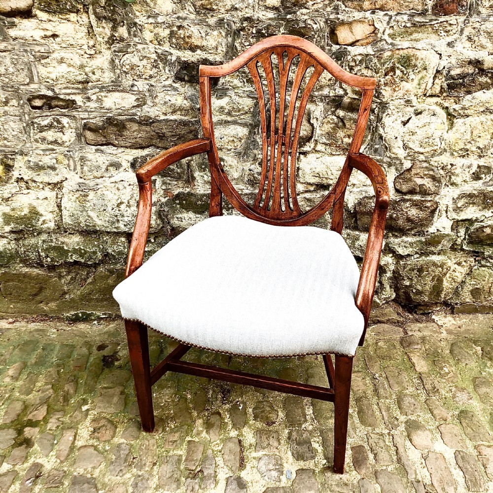 A George III elm shield back elbow chair View II