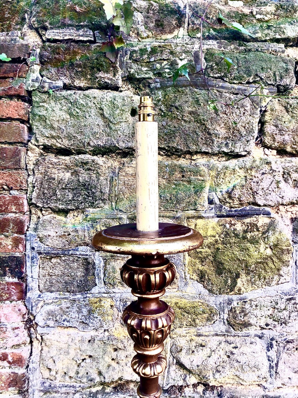 An early 20th century carved giltwood standard lamp  View II