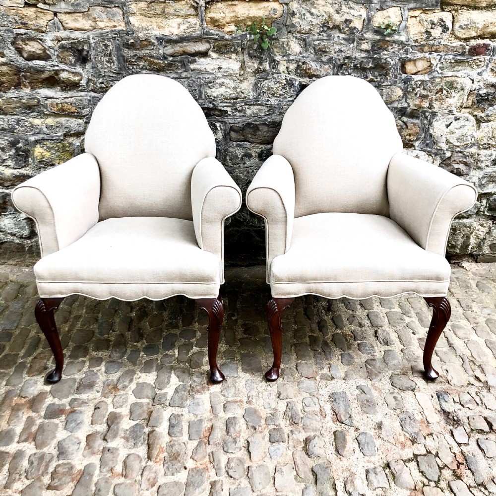 A pair of late 19th century walnut armchairs  View II