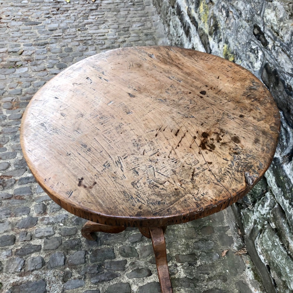 An unusual artisan made elm tripod table  View IV