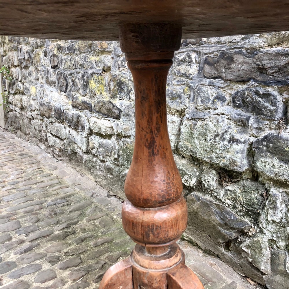 An unusual artisan made elm tripod table  View V