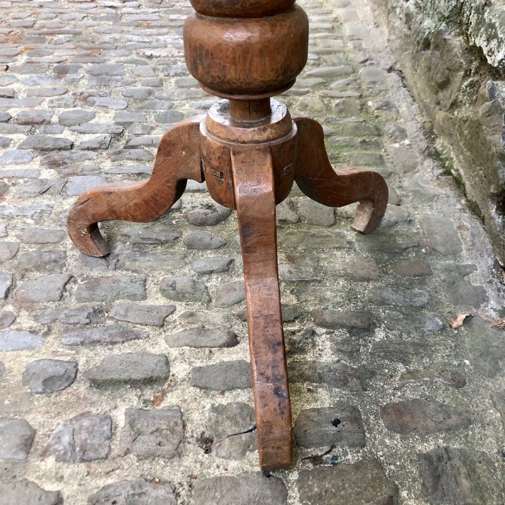 An unusual artisan made elm tripod table  View VI