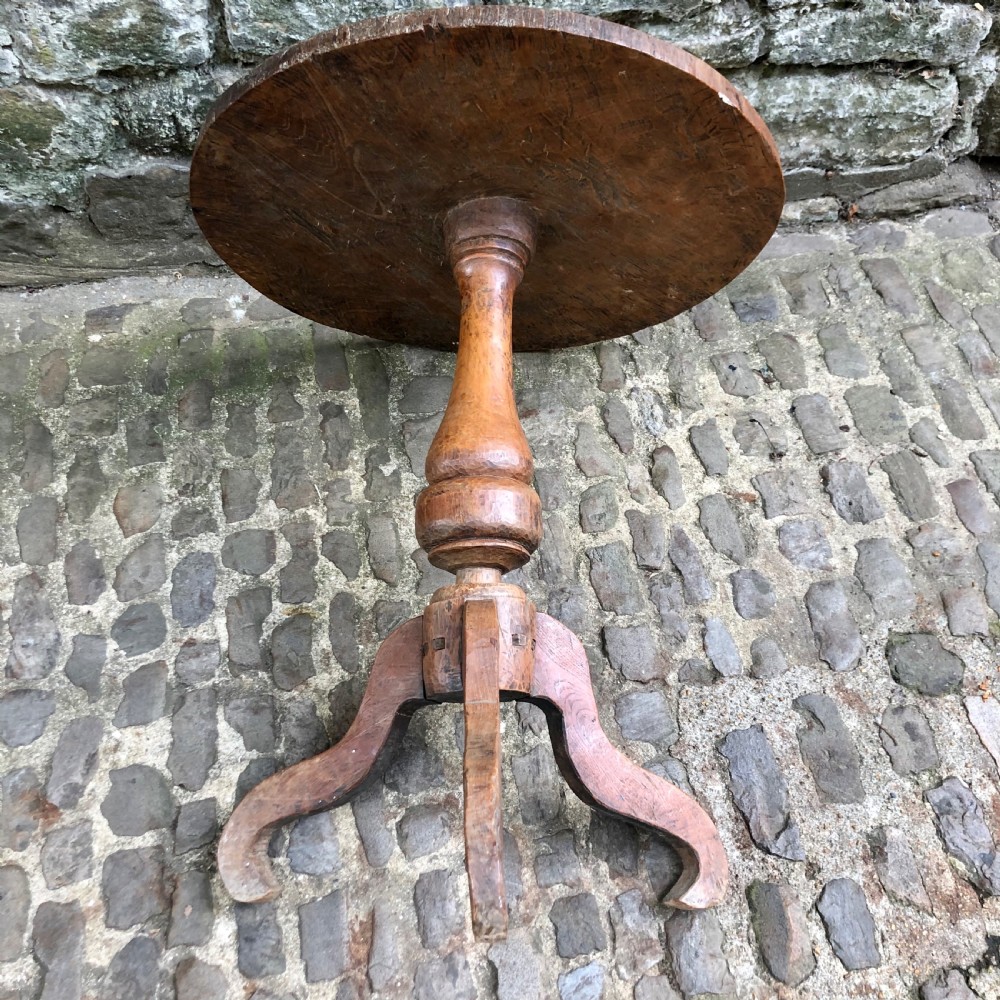 An unusual artisan made elm tripod table  View VII