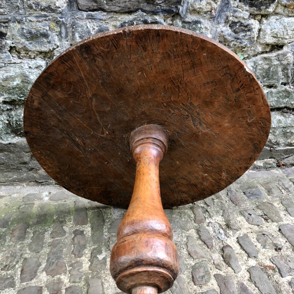 An unusual artisan made elm tripod table  View VIII