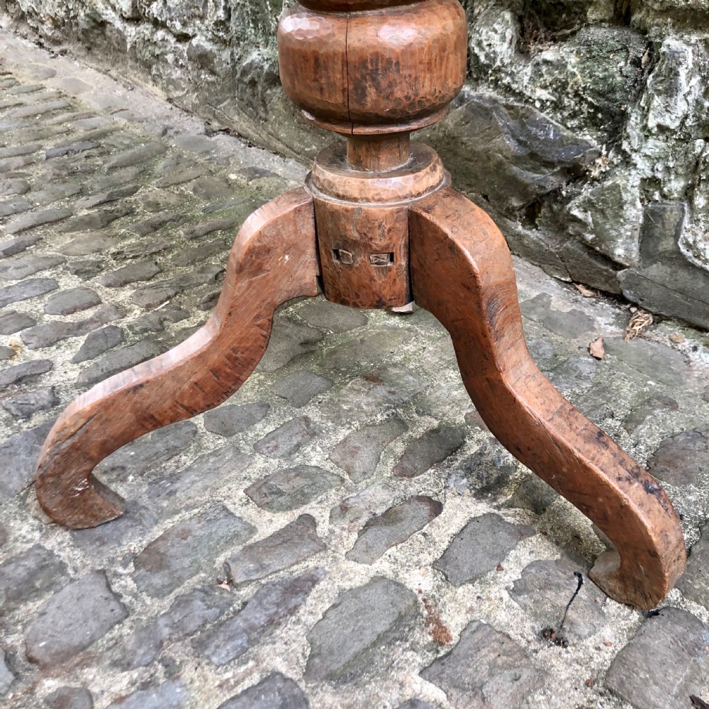 An unusual artisan made elm tripod table  View IX