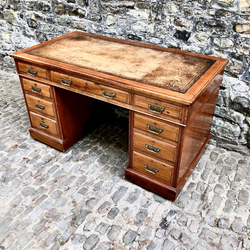 A late 19th century mahogany pedestal desk View II