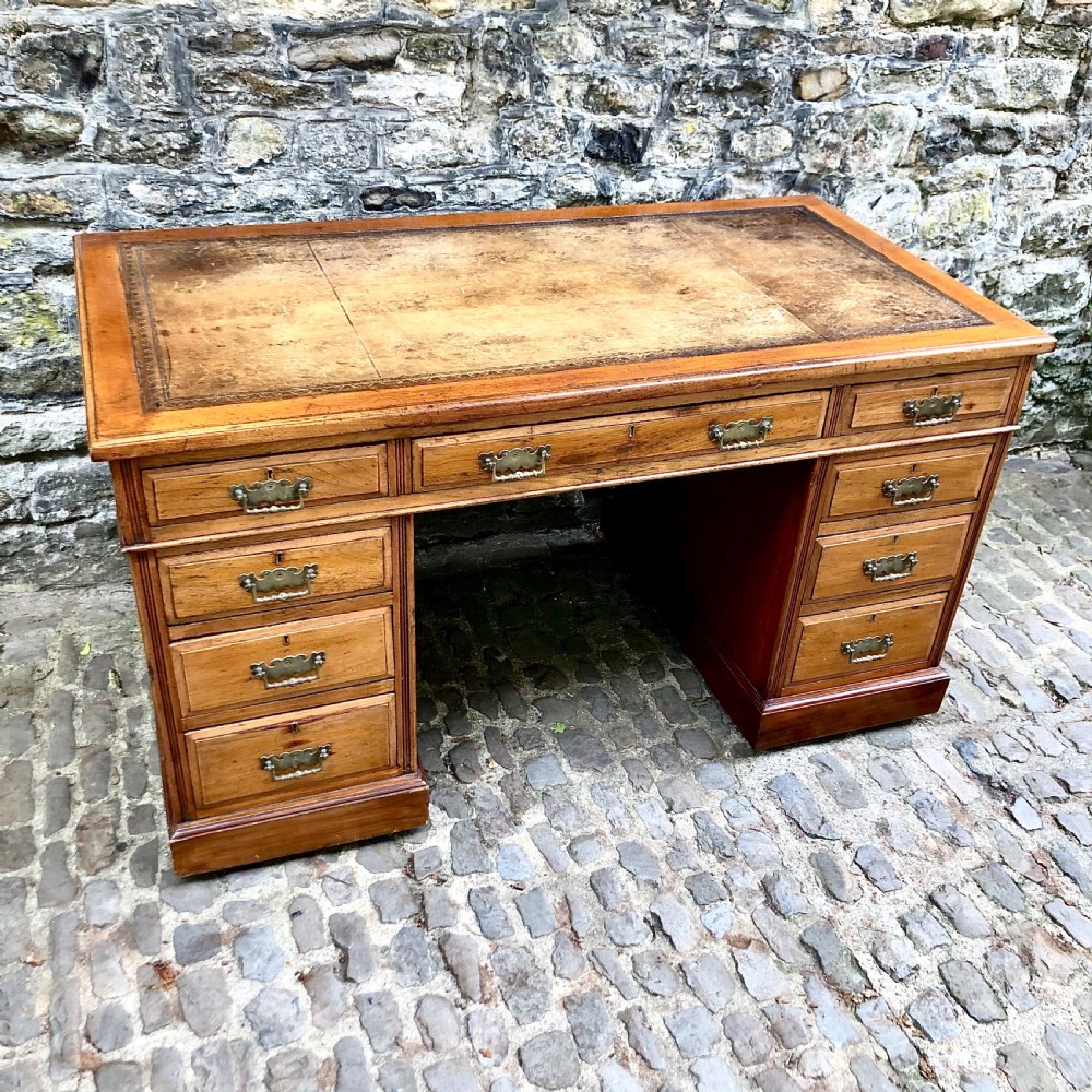A late 19th century mahogany pedestal desk View III