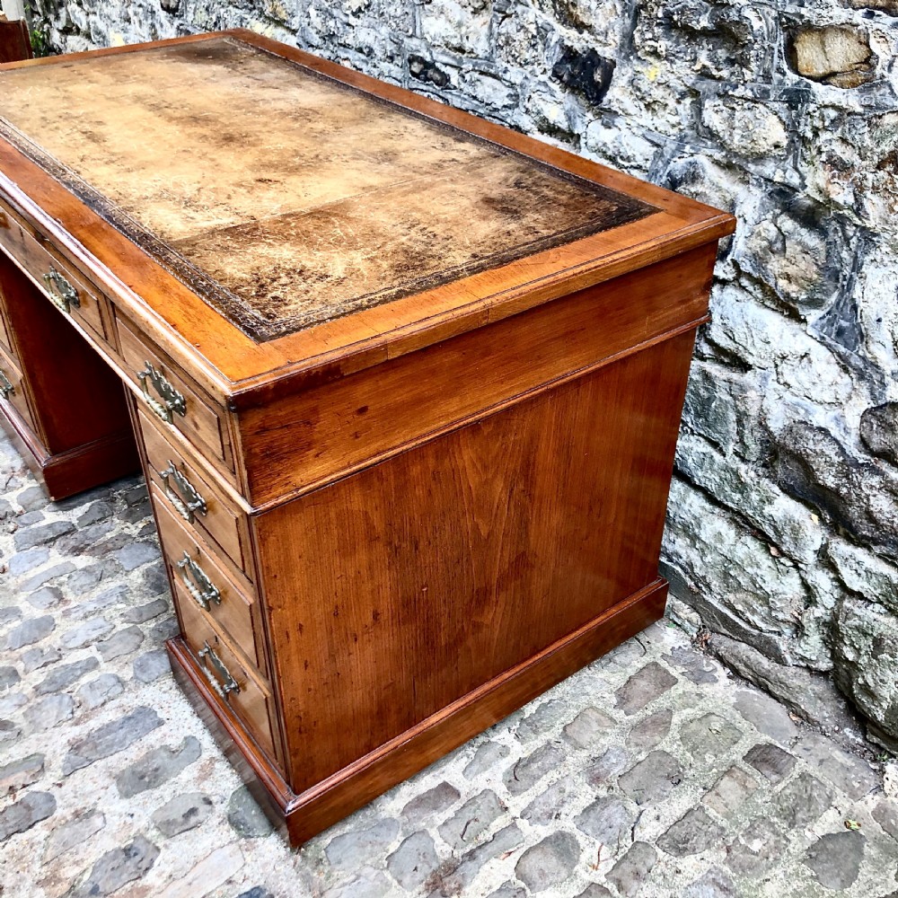 A late 19th century mahogany pedestal desk View IV