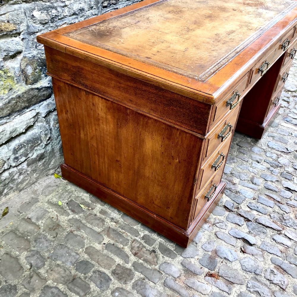 A late 19th century mahogany pedestal desk View V
