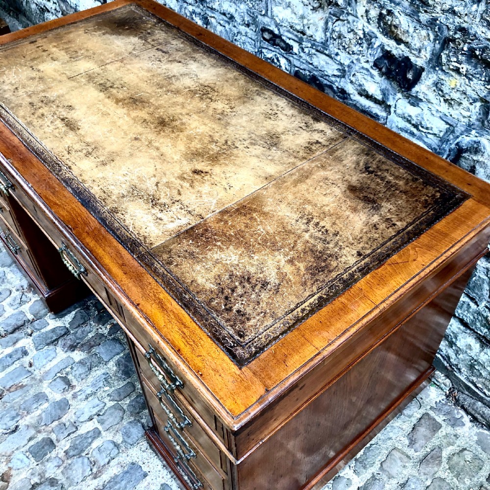 A late 19th century mahogany pedestal desk View VI