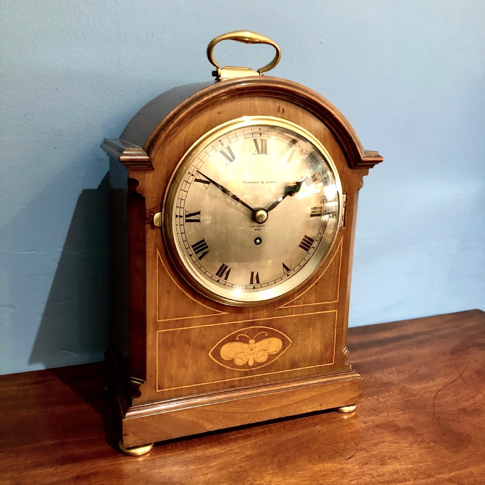 A late 19th century mahogany bracket clock timepiece by Barraud and Lunds  View V