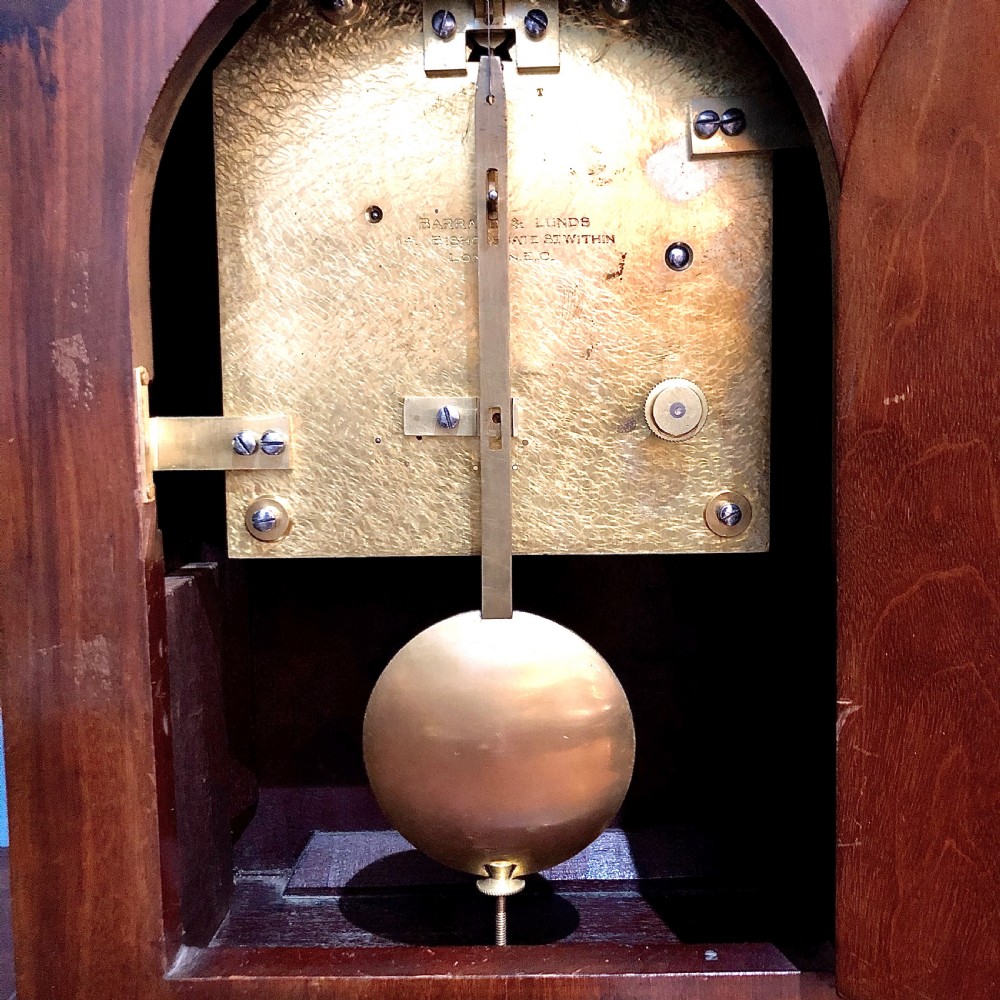 A late 19th century mahogany bracket clock timepiece by Barraud and Lunds  View VI