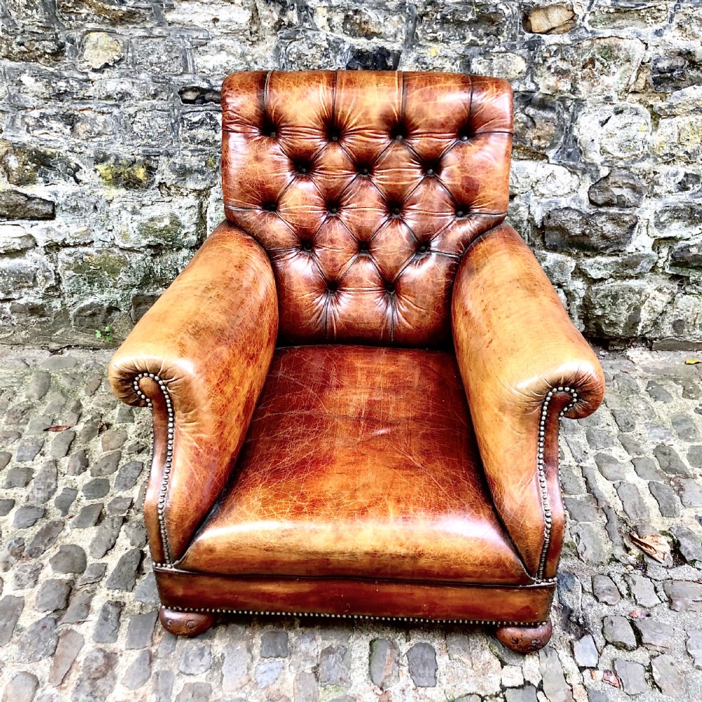 A late Victorian leather armchair  View II
