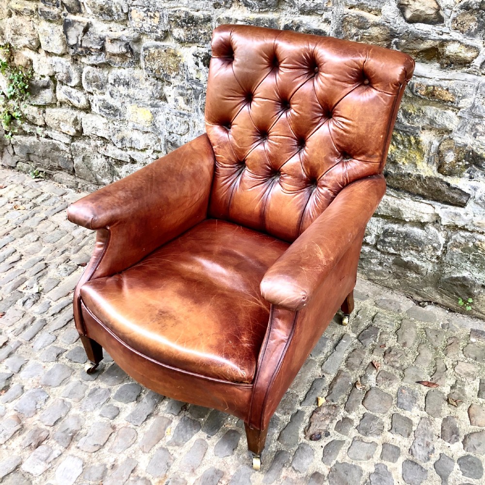 A late Victorian leather armchair  View II