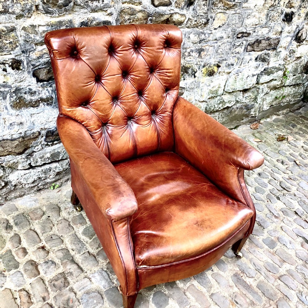 A late Victorian leather armchair  View III