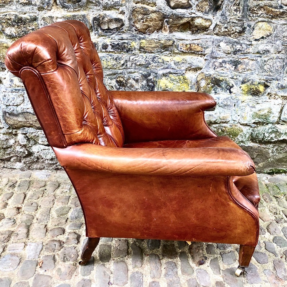 A late Victorian leather armchair  View IV