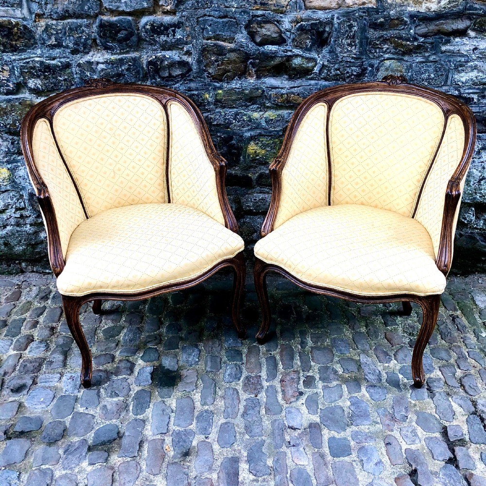 A pair of late 19th century French tub armchairs  View II