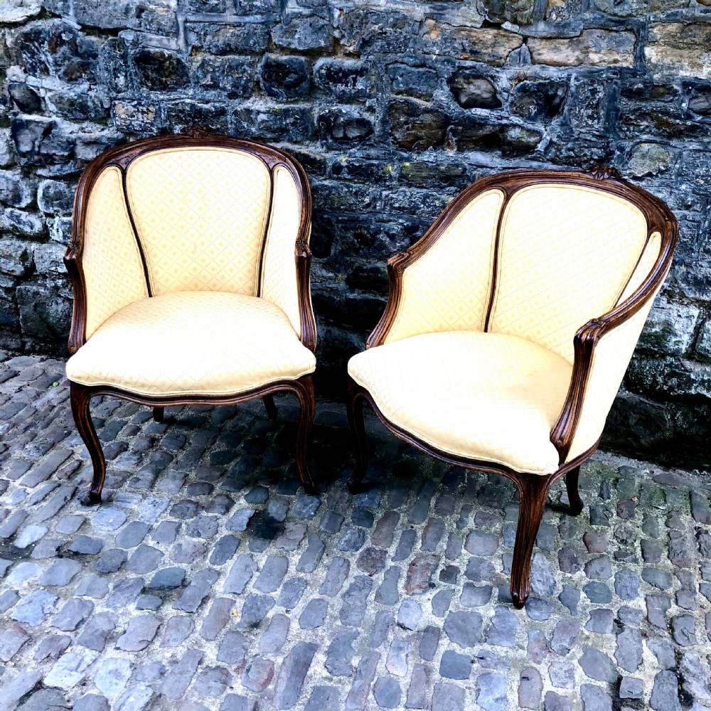 A pair of late 19th century French tub armchairs  View VI