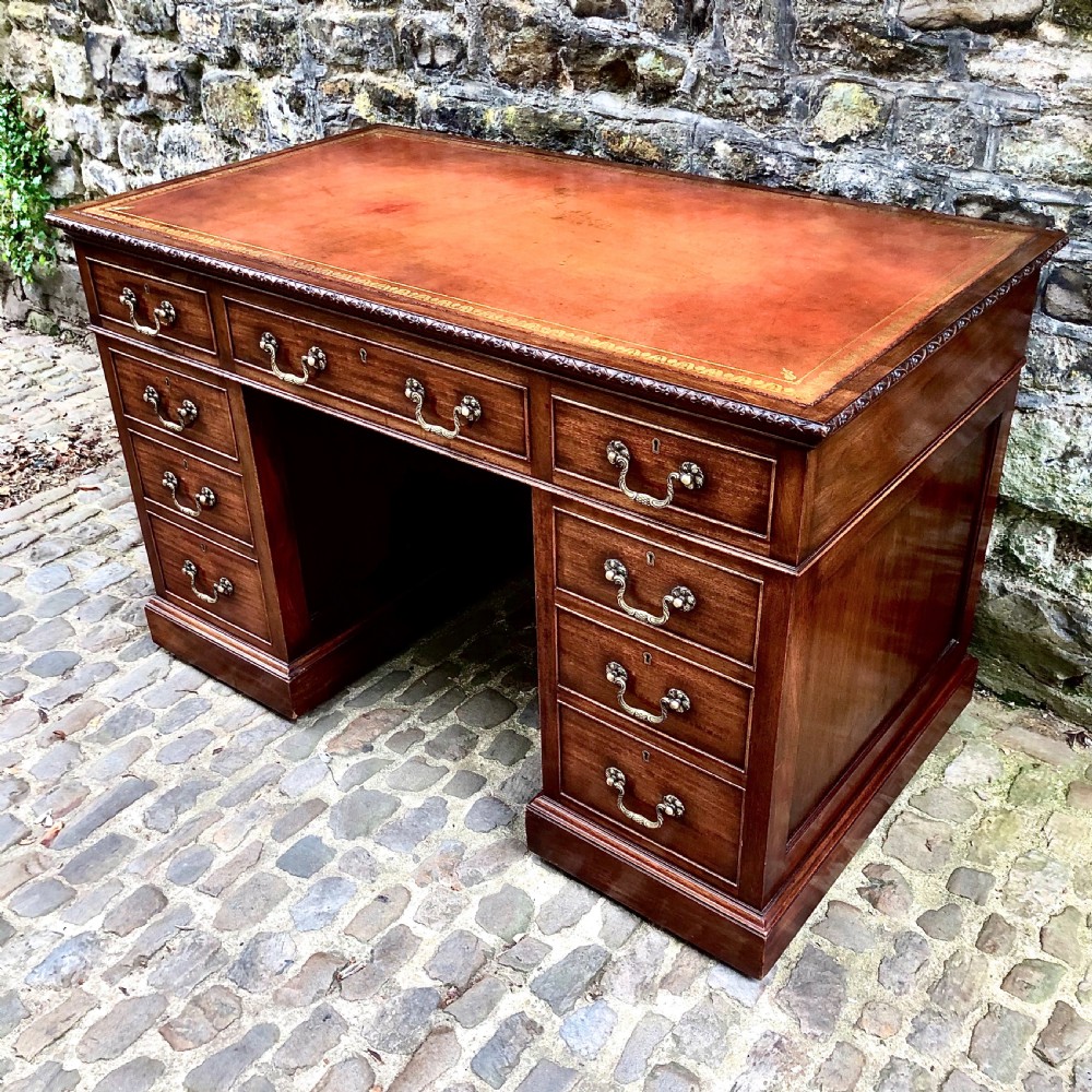An Edwardian mahogany pedestal desk  View IV