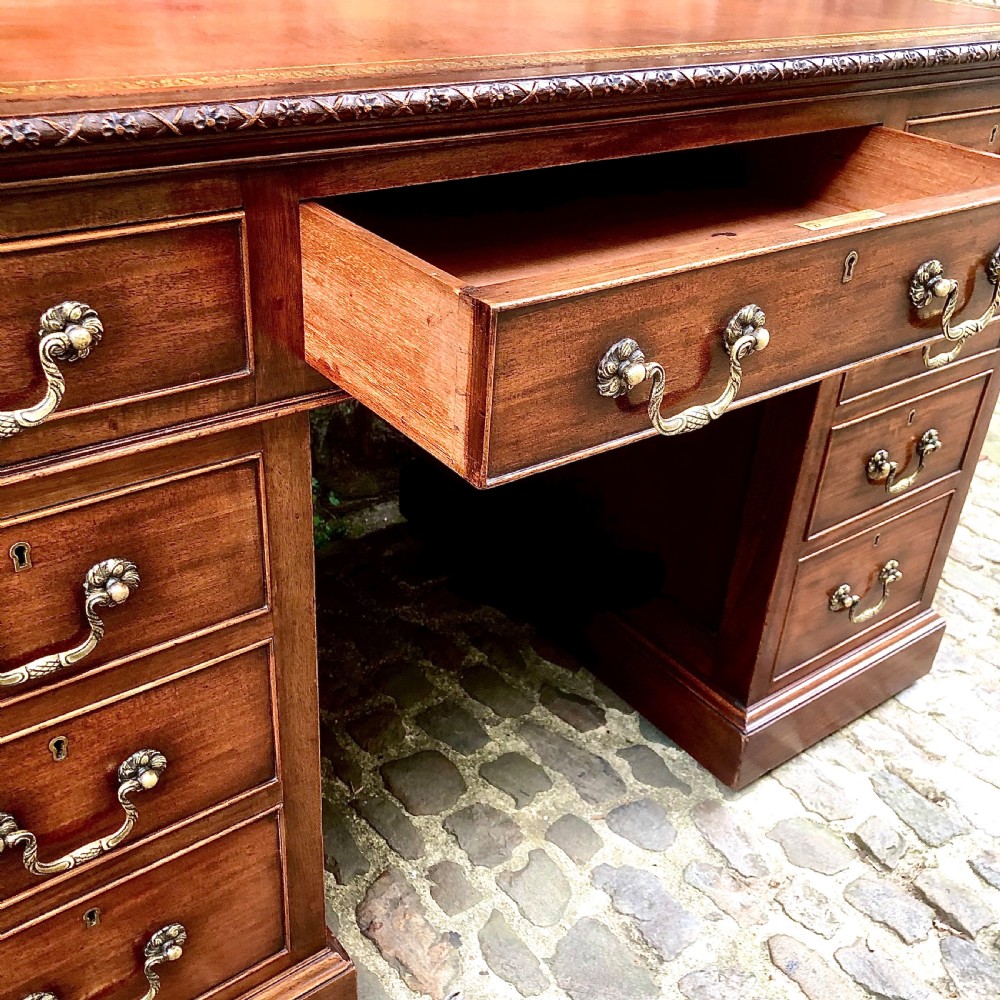 An Edwardian mahogany pedestal desk  View VIII