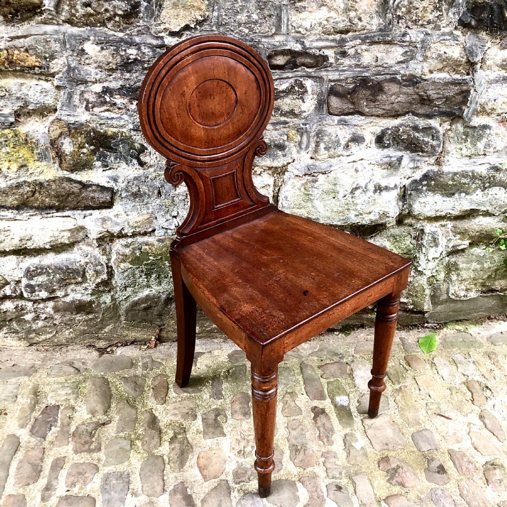 A Regency mahogany hall chair  View II