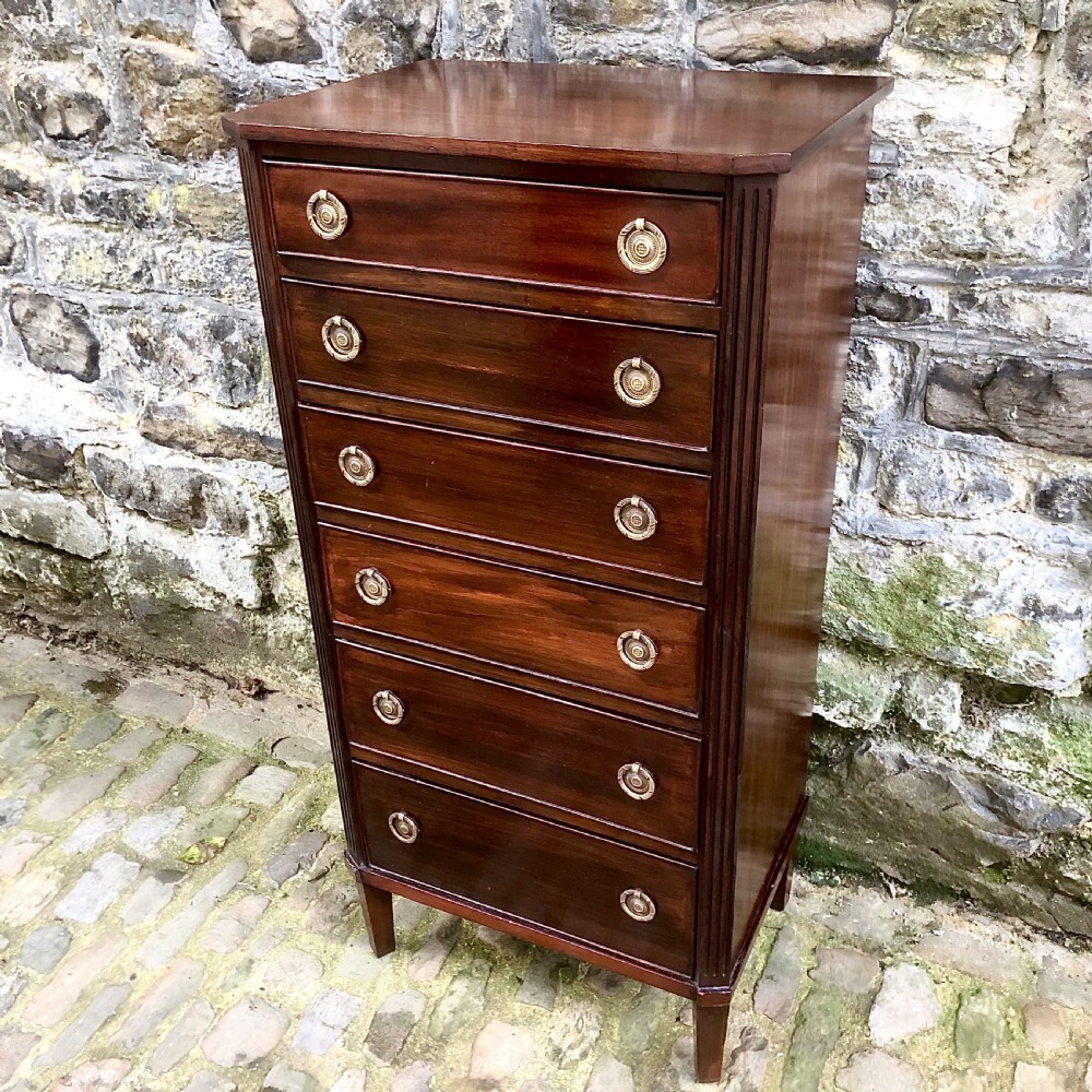 A late 19th century mahogany Wellington chest of drawers  View II