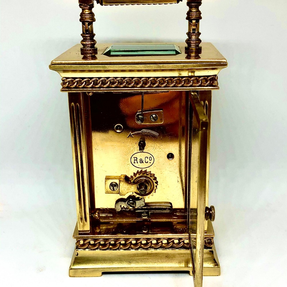 A late 19th century brass carriage clock by Richard & Co  View IV